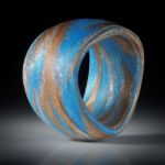 Fingerring Fibertec "V11", Broncetex, Alutex und Glasfaser mit Libellenblau