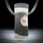 Anhänger aus einer versteinerte Schnecke (actaeonella, Steiermark Oesterreich) ca.42x17x12mm