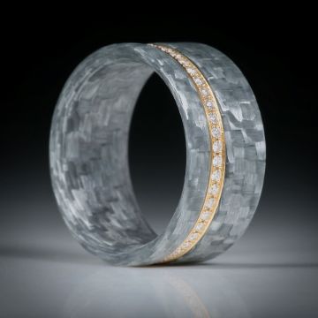 Diamantring, Alliancering mit Alutex, Gelbgold 750 mit 47 Brillanten à 1.1mm Durchmesser, 0.27ct.