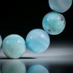 Edelsteincollier Pectolith (Larimar, dom. Republik), Kugelkette mit Durchmesser von 13.5 bis 15mm