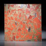 Jaspis rot in Messingmatrix, Viereck in Torsion geschliffen ca.43x43x3.5mm