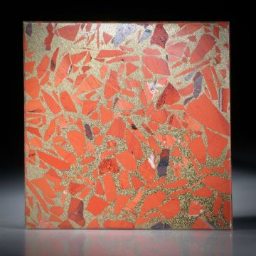 Jaspis rot in Messingmatrix, Viereck in Torsion geschliffen ca.43x43x3.5mm