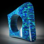 Fingerring Opal synthetisch, Fantasieform "Zweiflächer", Innendurchmesser 18.5mm