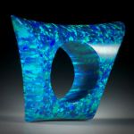 Fingerring Opal synthetisch, Fantasieform "Zweiflächer", Innendurchmesser 18.5mm