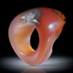 Steinring Achat, teilweise naturbelassen, innen und aussen poliert, Innendurchmesser 19.3mm