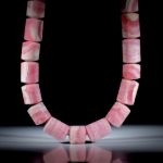Edelsteincollier Rhodochrosit, polierte Zylinderformen, Durchmesser 15.5mm, Länge ca.44cm