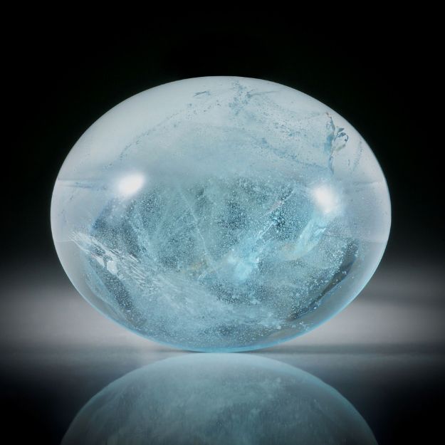 Aquamarin 41.48ct. ovaler Cabochon, handgeschliffen ca.28x23x10.5mm
