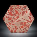 Jaspis rot in Bronzematrix, Paar 90.16ct. Sechseckformen plangeschliffen matt, je ca.34x30x3mm