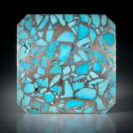 Türkis in Bronzematrix, Paar 92.09ct. Quadratformen leicht bombiert und poliert, je ca.30x30x4mm