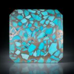 Türkis in Bronzematrix, Paar 92.09ct. Quadratformen leicht bombiert und poliert, je ca.30x30x4mm