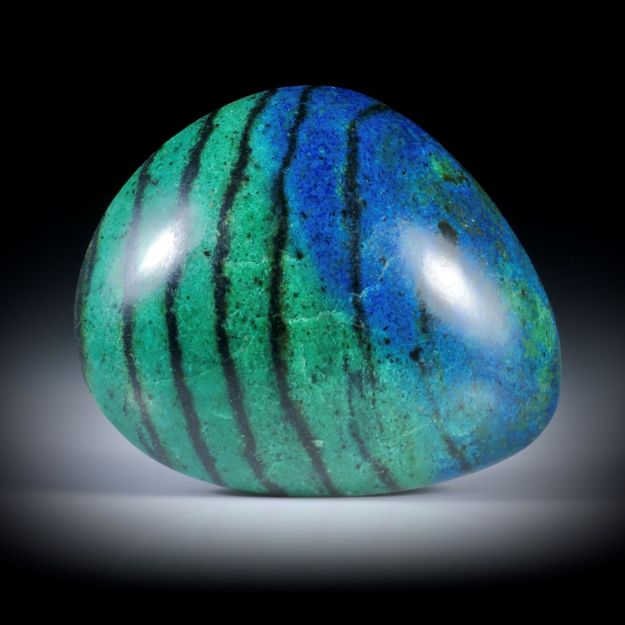 Azurit Malachit Freiform, asymmetrisch geschliffener Cabochon ca.37x31x11mm