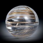 Rutilquarz Cabochon rund, mit braunen und dunkelgrauen Nadeln, ca.20x20x12mm