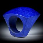 Edelsteinring Lapislazuli, Tafelring poliert, teilweise naturbelassen ca.38x30x25mm, Innendurchmesser 18.7mm