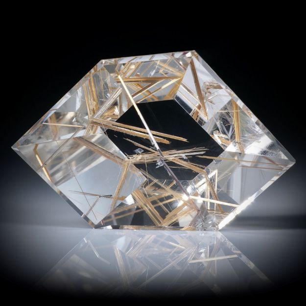 Rutilquarz, Rutil in Bergkristall, Spiegelschliff ca.50x32x16mm