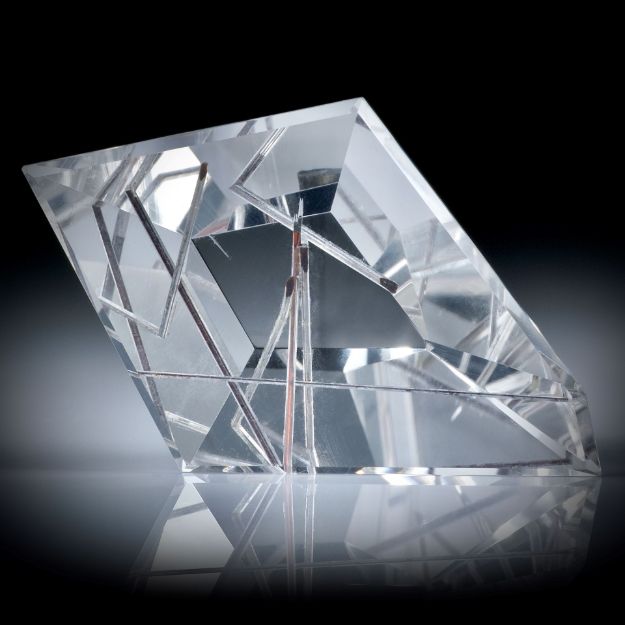 Rutilquarz, Rutil in Bergkristall, Spiegelschliff ca.50x33x12mm