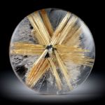 Rutilstern 76.35ct. runder Cabochon, beidseitig bombiert geschliffen und poliert, ca.37.5x37.5x7.5mm