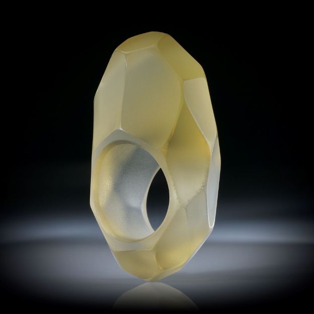Brasilit (erhitzter Quarz aus Brasilien), Fingerring mit Wabenmuster, poliert/mattiert, ca.48x30x23mm, Innendurchmesser 18.1mm