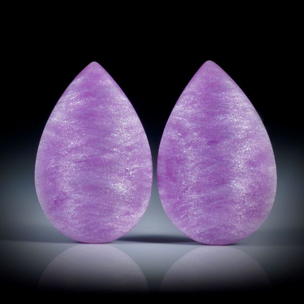 Komposit Tropfen Paar, Textilglas Kobaltviolett mit Perlglanzpigment, in Epoxymatrix, je ca.29.5x19x7mm