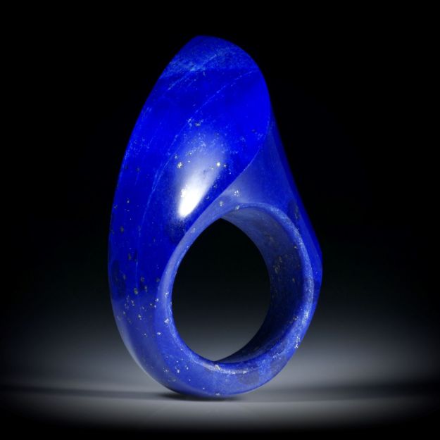 Edelsteinring Lapislazuli, freie Form poliert, Innendurchmesser 18.2mm