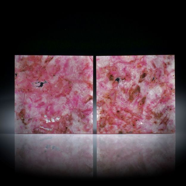 Kobaltocalcit Paar stabilisiert, Viereck flach, poliert je ca.29x29x3mm