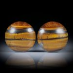 Tigerauge Paar, runde Cabochon, 26mm Durchmesser