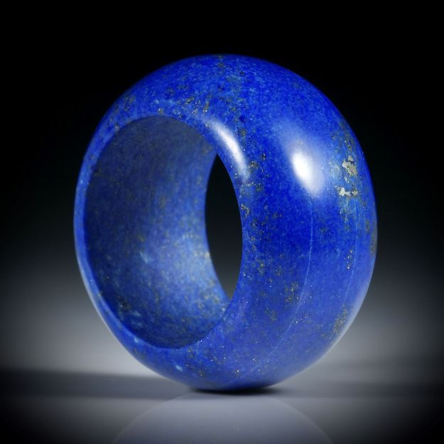 Edelsteinring Lapislazuli, Bandring parallel geschliffen und poliert, Breite 14.5mm, Innendurchmesser 19mm