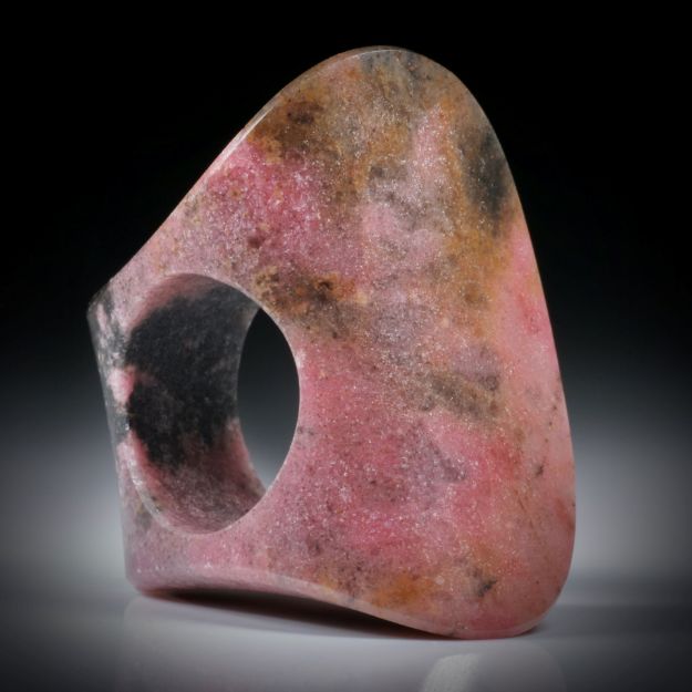 Edelsteinring Rhodonit "Zweiflächer" ca.43x32x26mm, Innendurchmesser 18.7mm