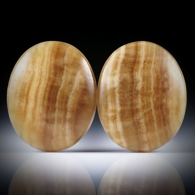 Aragonit / Tropfstein Paar, ovale Cabochon je ca.26.5x21.5x5mm