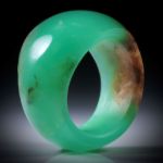 Chrysopras Fingerring, geschwungene Form, poliert, Breite von 10 bis 18mm, Innendurchmesser 18.1mm