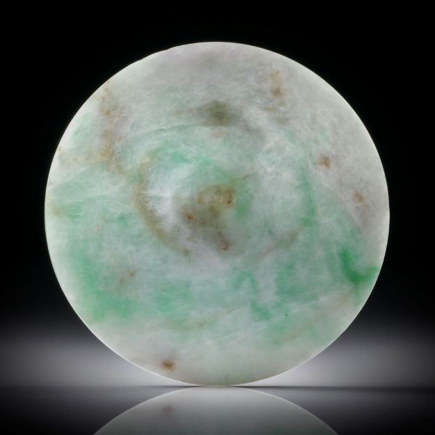 Jadeit Burma, Rondelle, konkav zur Spitze geschliffen und poliert, ca.43x43x14mm