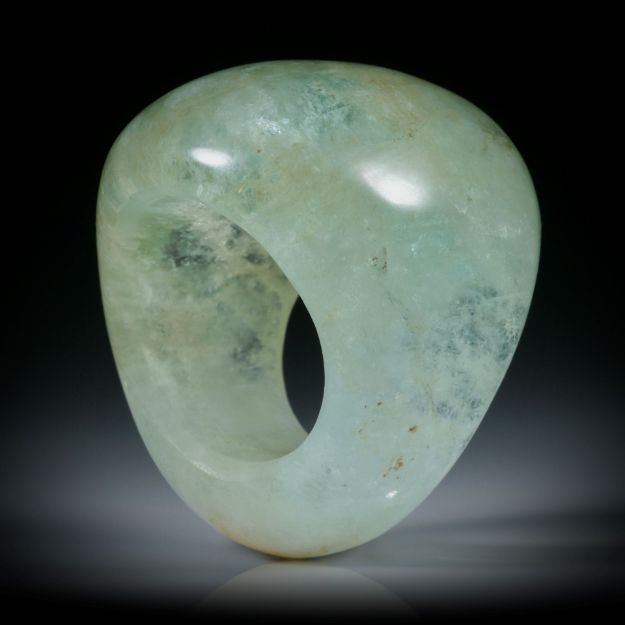 Edelsteinring Aquamarin (Pakistan), im Verlauf geschliffen und poliert, Innendurchmesser 19.1mm