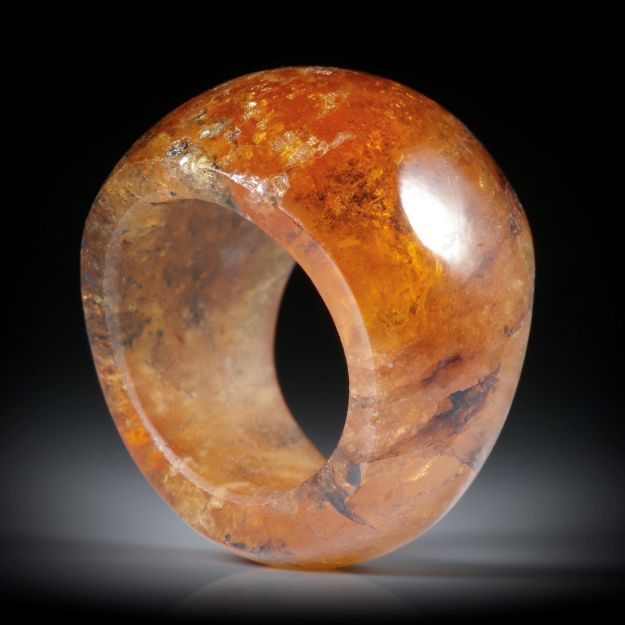 Edelsteinring Mandaringranat, im Verlauf geschliffen und poliert, Breite unten 11,8mm, Innendurchmesser 17.2mm