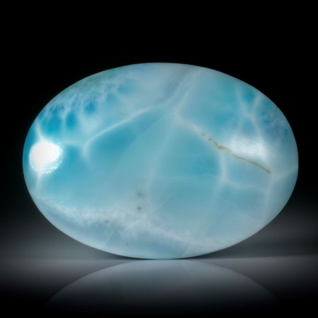 Pectolith, Larimar, grosser ovaler Cabochon ca.50x35x10mm
