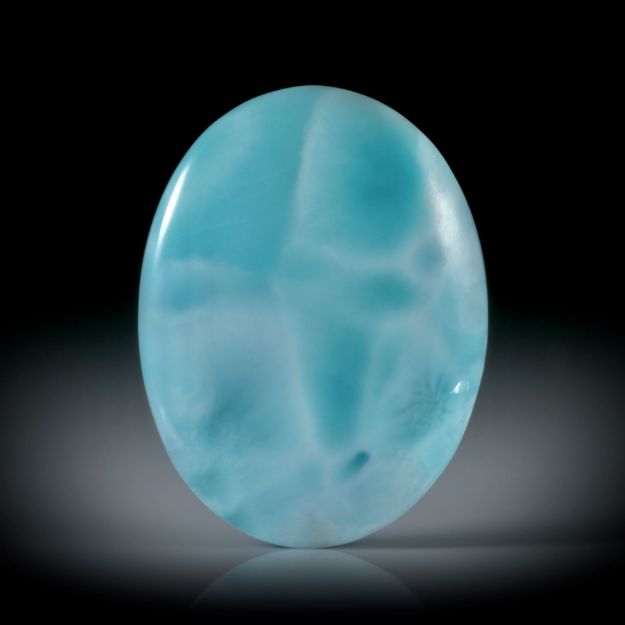 Pektolith, Larimar 28.23ct. ovaler Cabochon ca.30x22.5x5.4mm