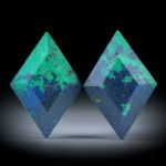 Azurit Malachit Paar, 40.31ct. Rautenform facettiert, feinmatt, je ca.32.5x22x6mm