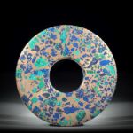 Azurit Malachit in Bronzematrix, flache Scheibe ca.45x45x4mm