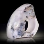 Fingerring aus Dendritenachat, polierter Tafelring, Innendurchmesser 19.1mm