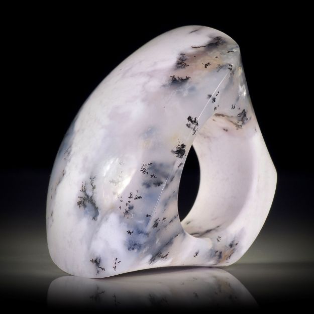 Fingerring aus Dendritenachat, polierter Tafelring, Innendurchmesser 19.1mm