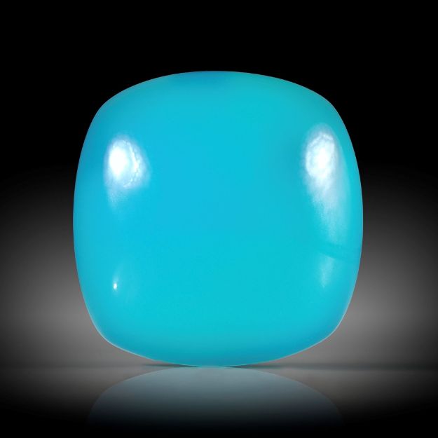 Achat 17.2ct. Cabochon Kissenform ca. 18.6x18.4x7.2mm, paraibafarbener Achat, traditionell gefärbt