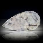 Dendritenachat Tropfen, ca.62x31x6mm, leicht bombiert und poliert, Rückseite naturbelassen, handgeschliffenes Einzelstück aus unserem Atelier    15.6g