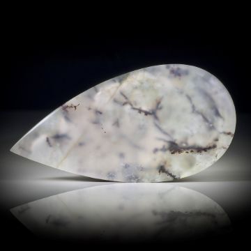 Dendritenachat Tropfen, ca.62x31x6mm, leicht bombiert und poliert, Rückseite naturbelassen, handgeschliffenes Einzelstück aus unserem Atelier    15.6g