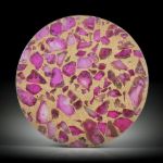 Rubin in Bronzematrix, mit poliertem Bergkristall doublettiert, ca.35x35x2.6mm