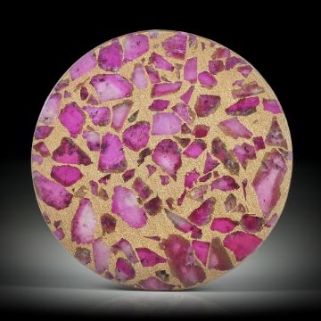 Rubin in Bronzematrix, mit poliertem Bergkristall doublettiert, ca.35x35x2.6mm
