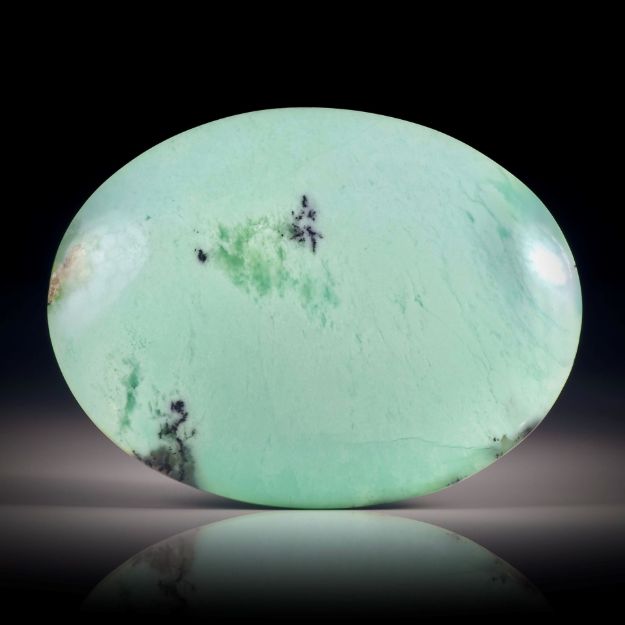 Zitronenchrysopras Cabochon ca.39.5x30x7mm, ovale Form