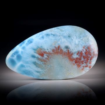 Pectolith (Larimar) 74.93ct. beidseitig geschliffene Tropfenform ca. 44x24.5x10mm